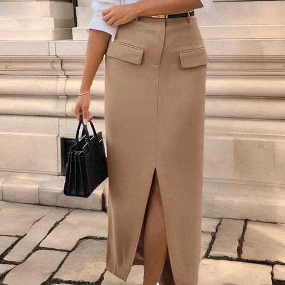 Rebellious Rose Dresses & Skirts - Essnce Women's Solid Color High Slit Elegant Skirt